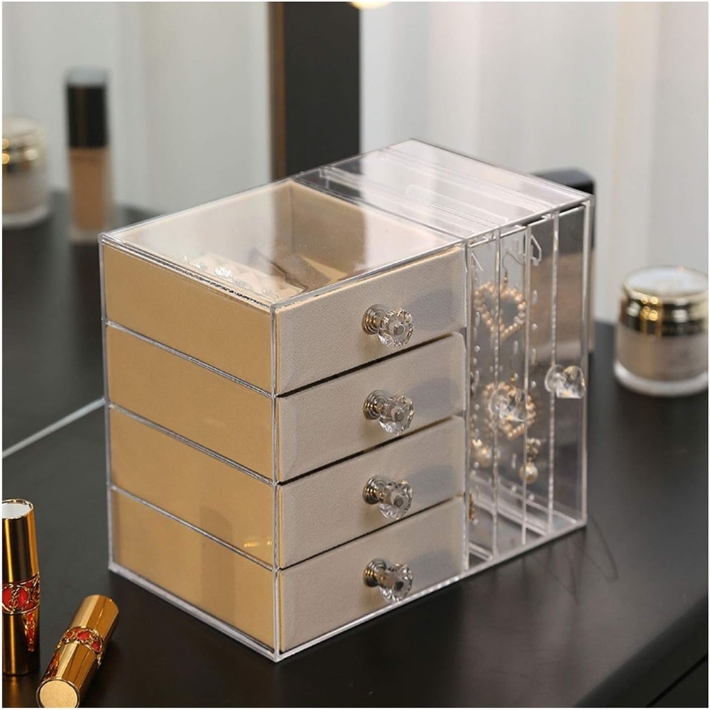 ACRYLIC FAUX SUEDE JEWELRY STORAGE ORGANIZER NIB